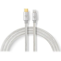 NEDIS PROFIGOLD Lightning/USB 2.0 kabel/ Apple Lightning 8pinový - USB-C zástrčka/ nylon/ stříbrný/ BOX/ 2m
