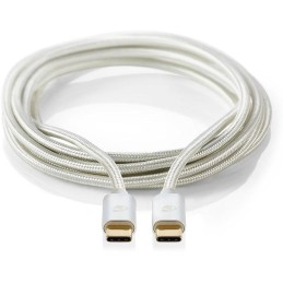 NEDIS PROFIGOLD USB 2.0 kabel/ USB-C zástrčka - USB-C zástrčka/ nylon/ stříbrný/ BOX/ 2m