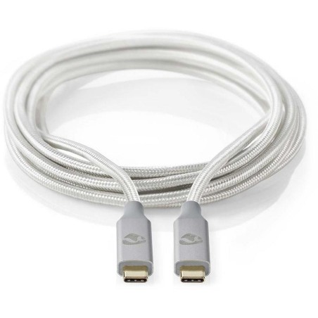 NEDIS PROFIGOLD USB-C/USB 3.2 Gen 2x2 kabel/ USB-C zástrčka - USB-C zástrčka/ nylon/ stříbrný/ BOX/ 2m