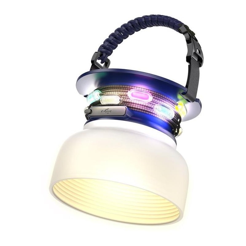 IMMAX solární kempingová lampička s integrovaným RGB LED světelným řetězem/ 10W/ IP65/ USB-C