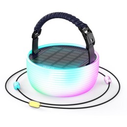 IMMAX solární kempingová lampička s integrovaným RGB LED světelným řetězem/ 10W/ IP65/ USB-C