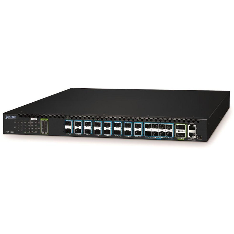 Planet XGPL-16000, 16x XGS-PON OLT, 8x1Gb SFP+, 2x100Gb QSFP28, podwójne zasilanie, SNMP, QOS