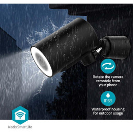 NEDIS IP kamera/ venkovní/ IP65/ Wi-Fi/ 4K/ 3840 x 2160/ Onvif/ reflektor/ detekce pohybu/ noční vidění 10m/ černá