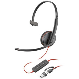 Poly Blackwire 3210 Monaural USB-C Headset +USB-C/A Adapter
