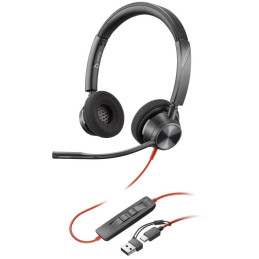 Słuchawki stereo Poly Blackwire 3320 USB-C + adapter USB-C/A