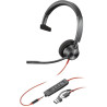 Zestaw słuchawkowy Poly Blackwire 3315 Monaural z certyfikatem Microsoft Teams i USB-C + wtyczka 3,5 mm + adapter USB-C/A