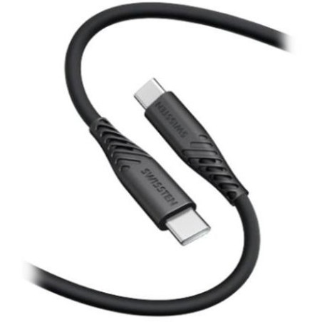 Swissten Datový kabel SOFT SILICONE USB-C / USB-C 1,5 M, PD 60 W, černý