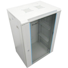 XtendLan 15U/600x600, wall-mounted, one-piece, unfolded, glass door, gray