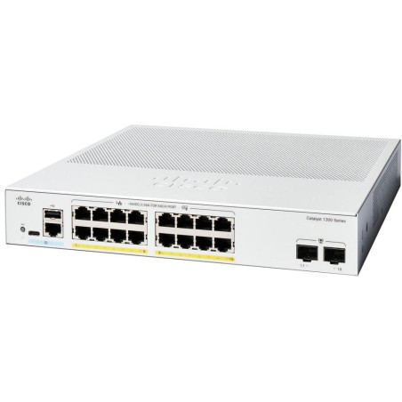 Przełącznik Cisco Catalyst 1300 16-portowy GE, PoE, 2x1G SFP