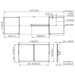 Vogels Postranní tabule 86" pro lifty RISE 200x a 4xxx, bílá keramika pro psaní fixem, magnetický zámek