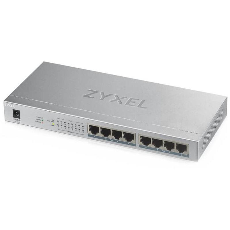 Zyxel GS1008-HP, 8 Port Gigabit PoE+ unmanaged desktop Switch, 8 x PoE, 60 Watt