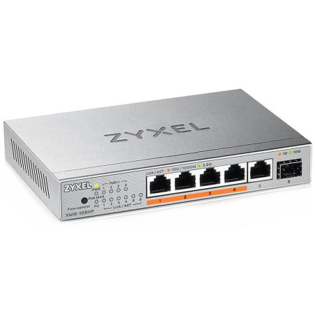 Zyxel XMG-105HP 5 Ports 2.5G + 1 SFP+, 4 ports 70W total PoE++ Desktop MultiGig unmanaged Switch