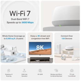 TP-Link Deco BE22 Mesh systém BE3600, WiFi 7, 688MBps na 2,4GHz, 2882 Mbps na 5GHz, 2x GLAN, 1ks v balení