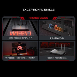 TP-Link Archer GE230 BE3600 Herní router, 2x 2,5G WAN/LAN, 3x GLAN, USB 3.0, EasyMesh