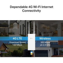 TP-Link TL-MR100-Outdoor, 4G LTE venkovní router, 2.4GHz, 300Mbps, vestavěný slot pro SIM