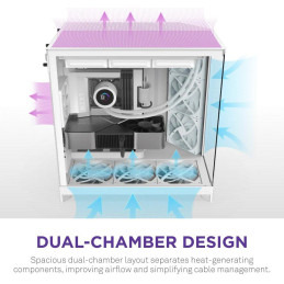 NZXT skříň H9 Flow dvoukomorová ATX / 3x140mm fan / 1x120mm / perforovaný top / proskl. bočnice, front / bílá