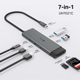 TP-Link UH7021C USB-C Hub na 1x HDMI 4K při 60Hz, 1x USB-C 100W PD, 3× USB-A, SD