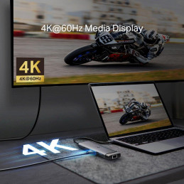 TP-Link UH9120C USB-C Hub na 1x USB-C, 1x HDMI 4K při 60Hz, 1x USB-C 100W PD, 3× USB-A, 1x GLAN, 1x SD