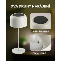 IMMAX venkovní solární LED stolní lampička CARO/ 4W/ 150lm/ CCT/ 3000K/ stmívatelná/ IP44/ bílá