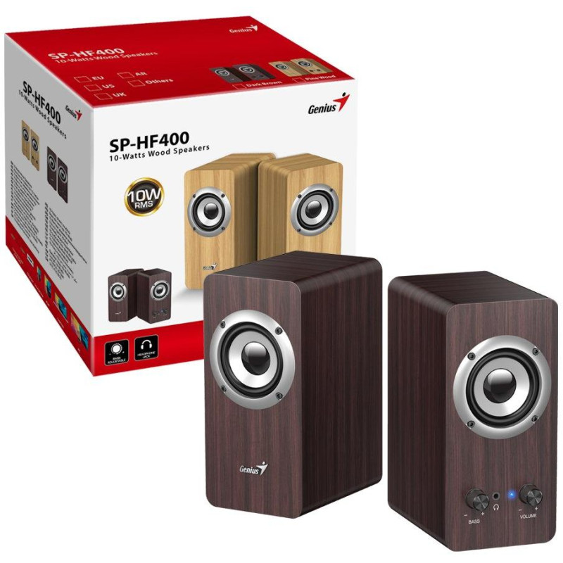 GENIUS speaker SP-HF400 Dark Brown/ 2.0/ 10W/ wooden/ dark wood color