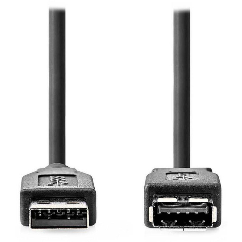 NEDIS prodlužovací kabel USB 3.2 Gen 1/ zástrčka USB-A - zásuvka USB-A/ 5 Gbps/ kulatý/ černý/ bulk/ 1m