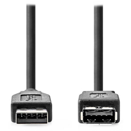 NEDIS prodlužovací kabel USB 3.2 Gen 1/ zástrčka USB-A - zásuvka USB-A/ 5 Gbps/ kulatý/ černý/ bulk/ 1m