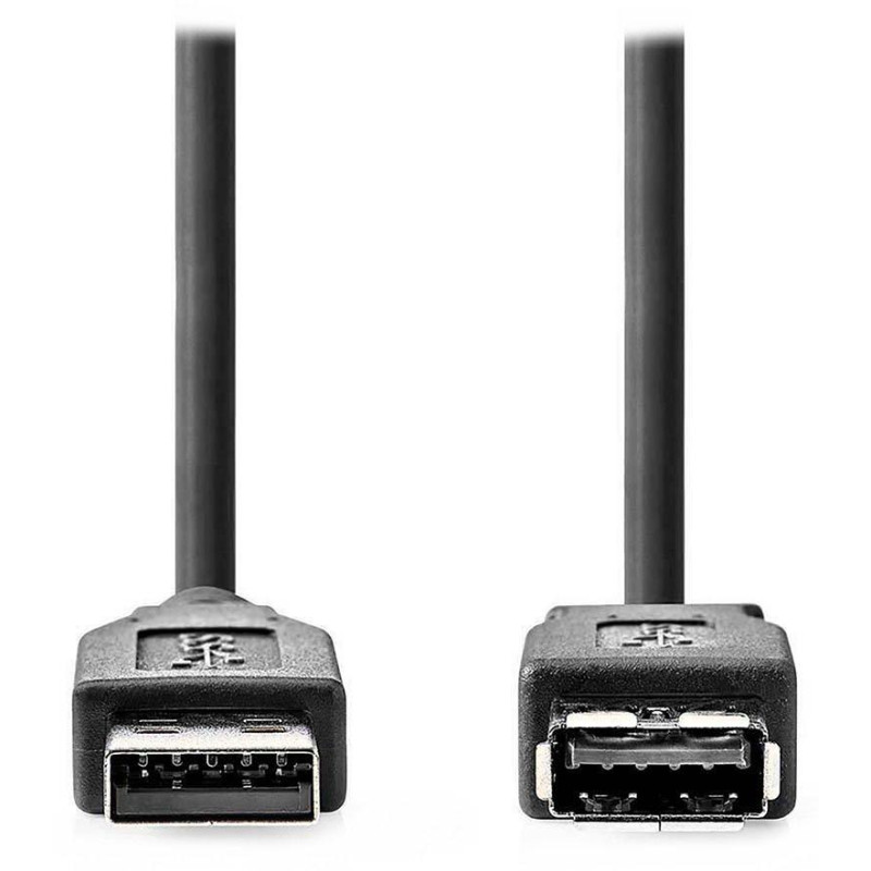 NEDIS prodlužovací kabel USB 3.2 Gen 1/ zástrčka USB-A - zásuvka USB-A/ 5 Gbps/ kulatý/ černý/ bulk/ 2m