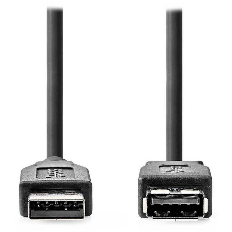 NEDIS prodlužovací kabel USB 3.2 Gen 1/ zástrčka USB-A - zásuvka USB-A/ 5 Gbps/ kulatý/ černý/ bulk/ 3m