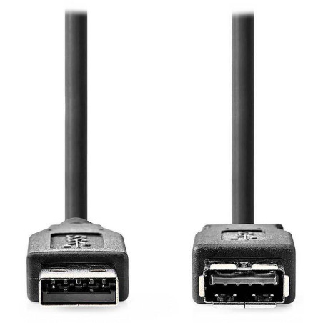 NEDIS prodlužovací kabel USB 3.2 Gen 1/ zástrčka USB-A - zásuvka USB-A/ 5 Gbps/ kulatý/ černý/ bulk/ 3m