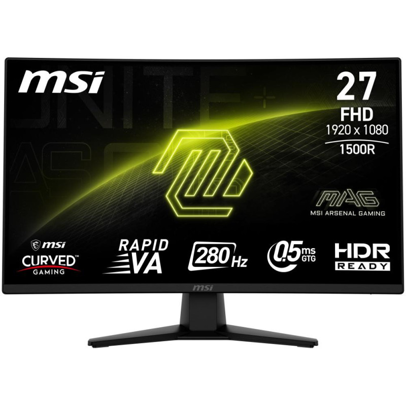 MSI Gaming MAG 274CXF 27/ 27" curved/ 1920 x 1080/ VA/ 0.5ms/ 280Hz/ 300cd/m2/ 4000:1/ HDMI/ DP/ VESA/ black