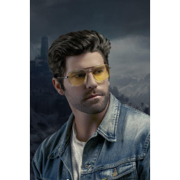 GUNNAR kancelářske/herní brýle  WITCHER WHITE WOLF STEEL/UMBER  jantarová skla BLF 65 GUNNAR focus