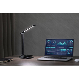 IMMAX LED stolní lampička LUMI/ Qi nabíjení/ 7W/ 300lm/ 12V/2A/ stmívatelná/ černá