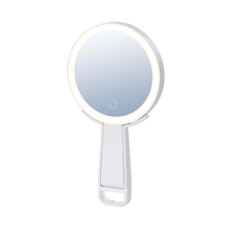 IMMAX LED kosmetické zrcátko SWEET Make up/ oboustranné/ 10x zvětšovací/ CCT/ stojánek na mobil/ bílé