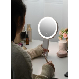 IMMAX LED kosmetické zrcátko SWEET Make up/ oboustranné/ 10x zvětšovací/ CCT/ stojánek na mobil/ bílé