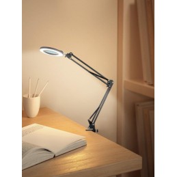 IMMAX LED stolní lampička ZOOM/ s lupou/ 12W/ 5V/2A/ stmívatelná/ černá