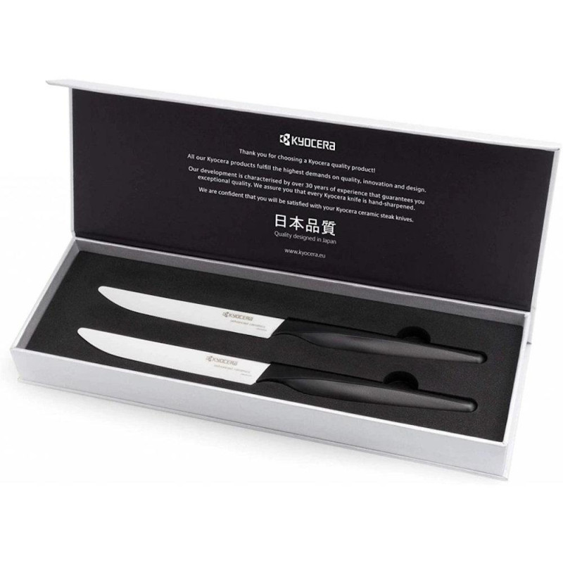 Kyocera Sada steakových nožů, 2 ks, černá rukojeť, bílá čepel