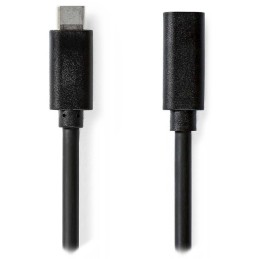 NEDIS prodlužovací kabel USB 3.2 Gen 1/ USB-C zástrčka - USB-C zásuvka/ kulatý/ černý/ bulk/ 1m