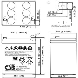 CSB Pb záložní akumulátor HR1227W F2, 12V, 6,5Ah