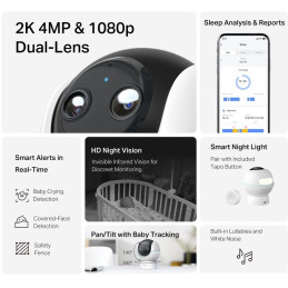 TP-Link Tapo C840 dětská chůvička s dvojitým objektivem, 2K,2560 x 1440, AI detekce audio, MicroSD