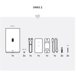 Ubiquiti UniFi UNAS 2 W - NAS server, 2x 3,5" slot HDD/SSD, RAID, 2.5GbE, 5Gbps USB-C, PoE++, bílý