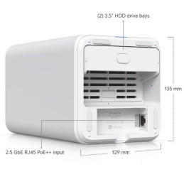 Ubiquiti UniFi UNAS 2 W - NAS server, 2x 3,5" slot HDD/SSD, RAID, 2.5GbE, 5Gbps USB-C, PoE++, bílý