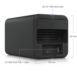 Ubiquiti UniFi UNAS 2 B - NAS server, 2x 3,5" slot HDD/SSD, RAID, 2.5GbE, 5Gbps USB-C, PoE++, černý