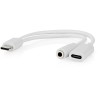 Adapter NEDIS USB-C/wtyczka USB-C - gniazdo USB-C / gniazdo jack 3,5 mm /biały/blister/10 cm