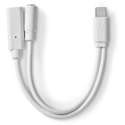 NEDIS USB-C adaptér/ USB-C zástrčka - USB-C zásuvka / 3,5 mm jack zásuvka/ bílý/ blistr/ 10 cm
