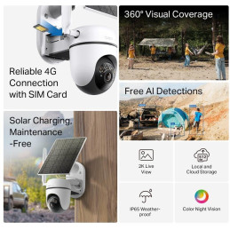 TP-Link Tapo C615G KIT otočná venkovní 4GKamera, 3MPx, 2304 × 1296, audio, IR 10m, MicroSD, IP65