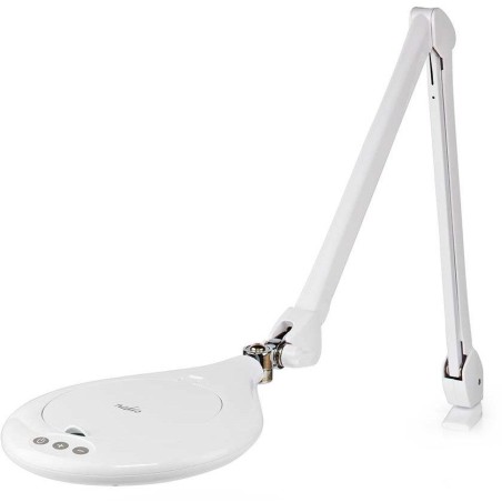 NEDIS zvětšovací stolní LED lampa/ čočka 3 dioptrie/ spotřeba 10 W/ teplota 6500 K/ světelný tok 660 lm/ bílá