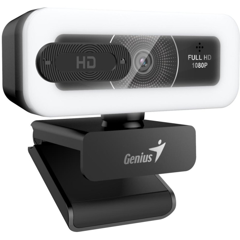 GENIUS FaceCam Light/ 2M 1080P/ LED světlo/ kryt soukromí/ USB-C/ USB/ UVC/ mikrofon/ černá
