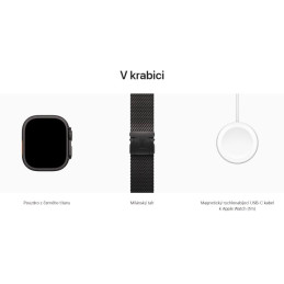 Apple Watch Ultra 3 49mm Černý titan s černým titanovým milánským tahem - S