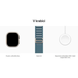 Apple Watch Ultra 3 49mm Přírodní titan se světle modrým alpským tahem - S