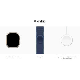 Apple Watch Ultra 3 49mm Přírodní titan s modrým trailovým tahem - M/L